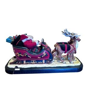 Vintage Telco‎ Santa Claus Sleigh and Reindeer Animated Musical Christmas Decor